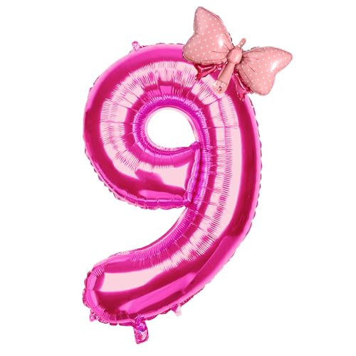Zahlenballon, Zahlenballon Rosa Zahlenballons für Geburtstagsfeier Fliege Heliumfolienballons für Geburtstagsfeier Hochzeit Jahrestag Veranstaltungen Zubehör (Zahl 9) von SAVITA