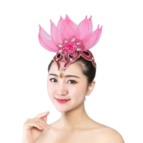 SAVOMA Eröffnungs-Tanz-Kopfschmuck für Damen, zeigt hohe Übertreibung, mehrfarbig, klassischer Tanz-Kopfschmuck, Zubehör (Farbe: Rose) von SAVOMA