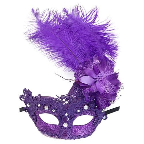 SAVOMA Weihnachtsmaske für Halloween, Federmaske, Karneval, Geistermaske (Farbe: 9 Spitzen-Violett) von SAVOMA