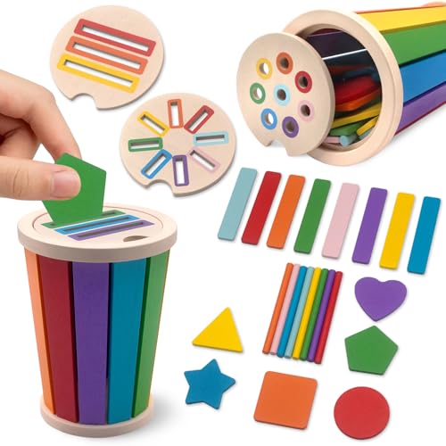 SAYHALO Montessori-Spielzeug für 1, 2, 3 Jahre, Holzfarben sortieren, stapelbares Spielzeug für Kleinkinder von 1–3 Jahren, Feinmotorik, Entwicklungsspielzeug, sensorisches Spielzeug, Vorschule SAYHALO Montessori-Spielzeug für 1, 2, 3 Jahre, Holzfarben sortieren, stapelbares Spielzeug für Kleinkinder von 1–3 Jahren, Feinmotorik, Entwicklungsspielzeug, sensorisches Spielzeug, Vorschule von SAYHALO