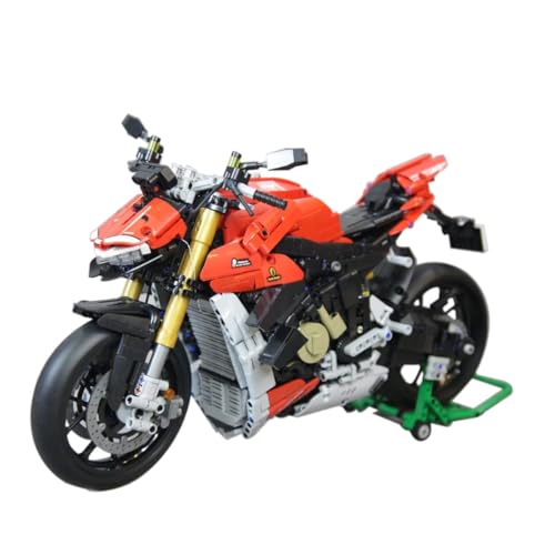 SAYN Technik Motorrad für Lego Ducati V4-1/5 2221 Klemmbausteine Technik Motorrad Bausteine Bausatz mit Licht, Kompatibel mit Lego Technik von SAYN