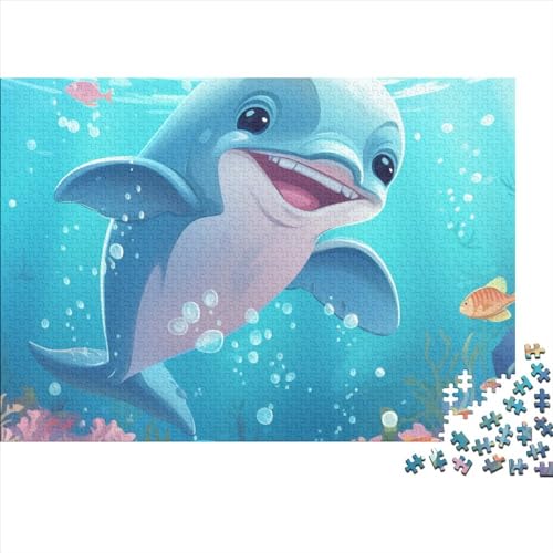 Delphin Puzzle 1000 Teile Als Herausforderndes Für Erwachsene Und Kinder Süßer Kleiner Delfin Ab 14 Jahren Geschicklichkeitsspiel Für Die Ganze Familie Puzzle 1000pcs (75x50cm) von SAYOBO