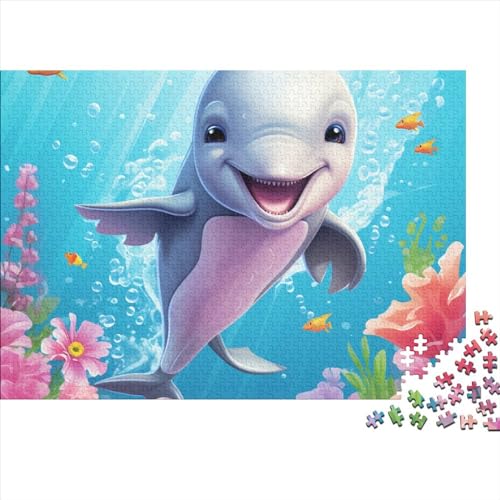 Delphin Puzzle 1000 Teile Puzzle-Herausforderung Süßer Kleiner Delfin Schwierigkeitsgrad Familienspaß Geistige Herausforderung Entspannung Durch Puzzeln Grips-Spiel 1000pcs (75x50cm) von SAYOBO