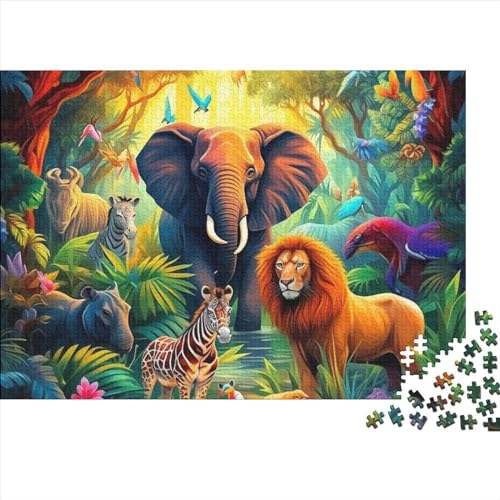 Dschungel-Tiere Puzzle 1000 Teile Puzzle-Herausforderung Tiere im Dschungel Puzzle-Kunstwerk Logikspiel Kinderpuzzle Entspannung Durch Puzzeln Zeitvertreib Für Alle Altersgruppen 1000pcs (75x50cm) von SAYOBO