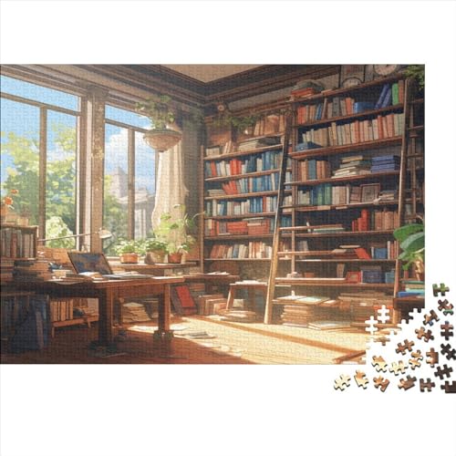 Entspannend Erwachsene Puzzle 1000 Teile Campus-Buchhandlung Geburtstag Family Challenging Games Lernspiel Wohnkultur Stress Relief Toy 500pcs (52x38cm) von SAYOBO