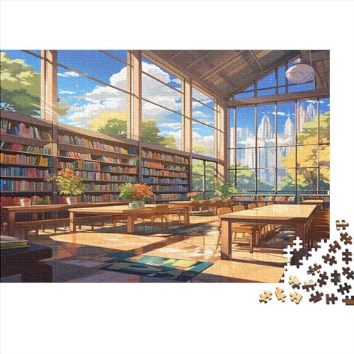 Entspannend Puzzles 1000 Teile Campus-Buchhandlung Erwachsene Lernspiel Wohnkultur Geschicklichkeitsspiel Für Die Ganze Familie Geburtstag Stress Relief 500pcs (52x38cm) von SAYOBO