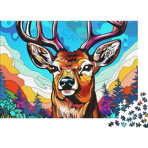 Five-Coloured Deer Puzzle 1000 Teile Als Herausforderndes Geschicklichkeitsspiel Für Die Ganze Familie Colourful Deer Puzzle Für Teenager Spielzeug Geschenk 1000pcs (75x50cm) von SAYOBO