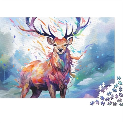 Five-Coloured Deer Puzzle 1000 Teile Puzzle-Herausforderung Colourful Deer Schwierigkeitsgrad Logikspiel Kinderpuzzle Entspannung Durch Puzzeln Grips-Spiel 1000pcs (75x50cm) von SAYOBO