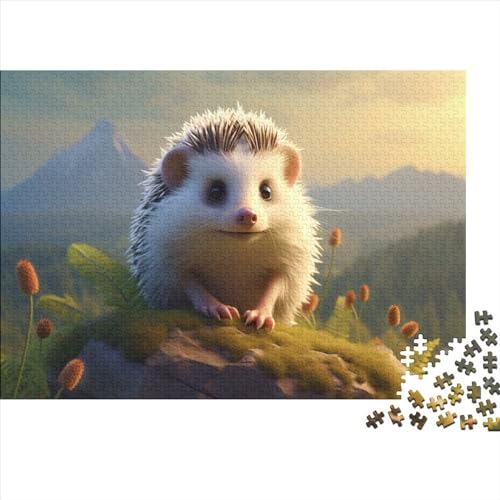 Niedliche Tiere 1000 Teile Niedlicher Igel Puzzle Erwachsene Geburtstag Home Decor Lernspiel Family Challenging Games Stress Relief Toy 1000pcs (75x50cm) von SAYOBO