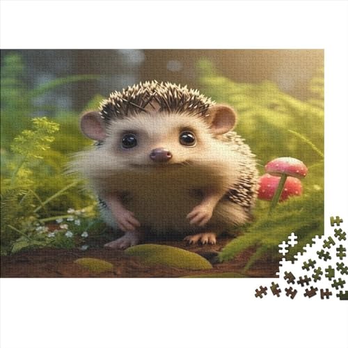 Niedliche Tiere Puzzles 1000 Teile Niedlicher Igel Für Erwachsene Wohnkultur Geburtstag Family Challenging Games Educational Game Stress Relief 1000pcs (75x50cm) von SAYOBO