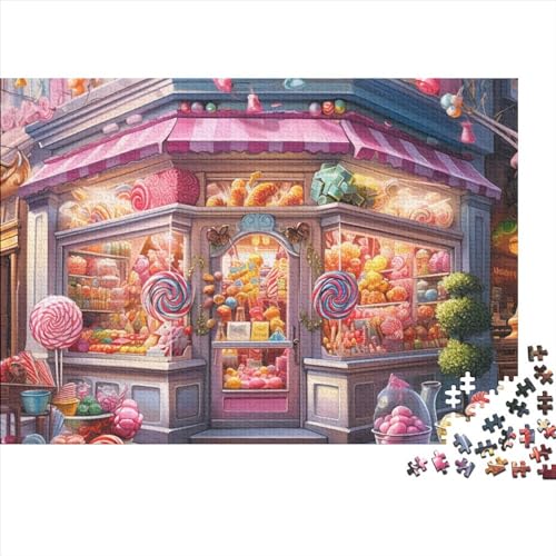 Regenbogen-Bonbon Puzzle 1000 Teile Als Herausforderndes Geschicklichkeitsspiel Für Die Ganze Familie Süßwarenladen Puzzle Für Teenager Spielzeug Geschenk 1000pcs (75x50cm) von SAYOBO