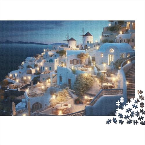 Santorini Nights Puzzle 1000 Teile Puzzle-Herausforderung Santorini Schwierigkeitsgrad Logikspiel Geistige Herausforderung Entspannung Durch Puzzeln Grips-Spiel 1000pcs (75x50cm) von SAYOBO