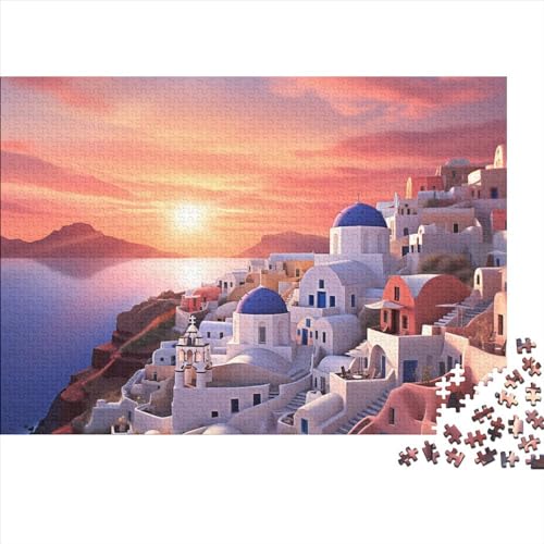 Santorini Nights Puzzle 1000 Teile Puzzle-Herausforderung Santorini Schwierigkeitsgrad Logikspiel Kinderpuzzle Entspannung Durch Puzzeln Grips-Spiel 1000pcs (75x50cm) von SAYOBO