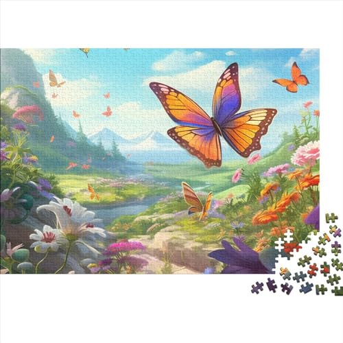 Schmetterling Puzzle 1000 Teile Als Herausforderndes Schmetterling in der Blume Puzzle Für Erwachsene Geschicklichkeitsspiel Für Die Ganze Familie Puzzle 1000pcs (75x50cm) von SAYOBO