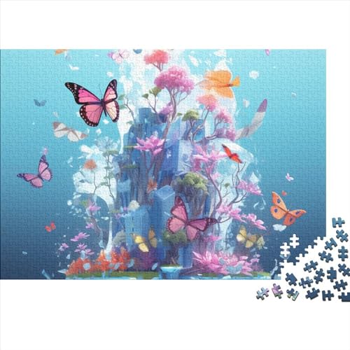 Schmetterling Puzzle 1000 Teile Puzzle-Herausforderung Schmetterling in der Blume Logikspiel Kinderpuzzle Herausfordernde Unterhaltung Zeitvertreib Für Alle Altersgruppen 1000pcs (75x50cm) von SAYOBO