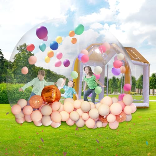 Aufblasbares Blasenhaus-Kuppel, transparentes PVC, aufblasbares Blasenhaus-Zelt mit Gebläse, Blasen-Ballonhaus, Iglu-Kuppel für Outdoor, Hochzeit, Geburtstag, Party (Gold, 4,6 x 3 x 2,3 m) von SAYOK