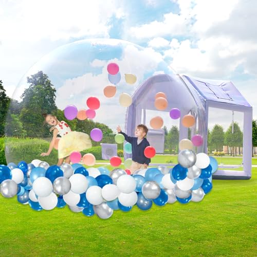 Aufblasbares Bubble House Dome Clear PVC Aufblasbares Bubble House Zelt mit Gebläse Bubble Balloon House Iglu-Kuppel für Outdoor Hochzeit Geburtstag Party (Silber, 4,6 x 3 x 2,3 m) von SAYOK