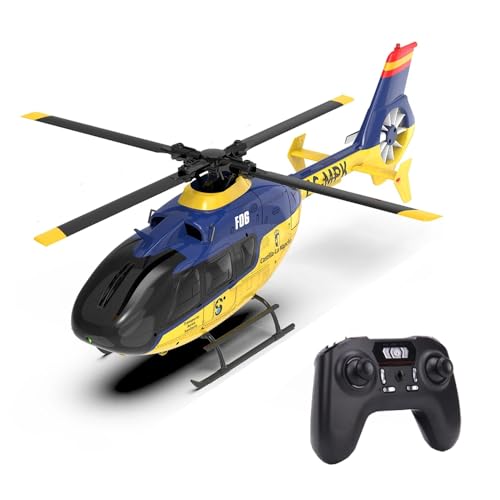 SAYZON F06 EC135 RC Helikopter für Erwachsene, Bürstenloses 6-Kanal RC Flugzeug mit 6 Achsen Gyroskop, 2,4 GHz 3D/6G RTF RC-Flugzeug Modell Spielzeug (BLAU) von SAYZON