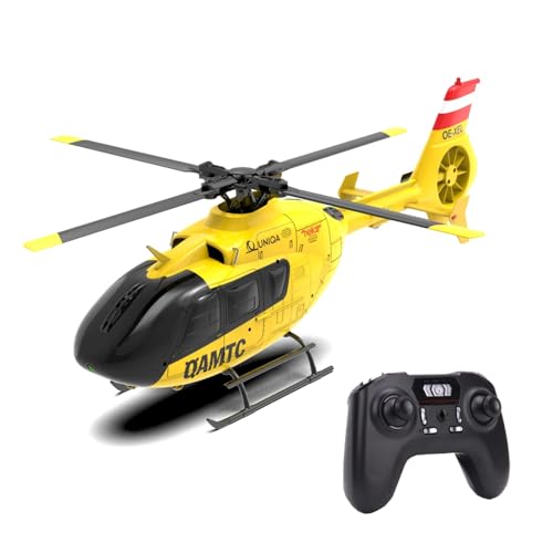 SAYZON F06 EC135 RC Helikopter für Erwachsene, Bürstenloses 6-Kanal RC Flugzeug mit 6 Achsen Gyroskop, 2,4 GHz 3D/6G RTF RC-Flugzeug Modell Spielzeug (GELB) von SAYZON