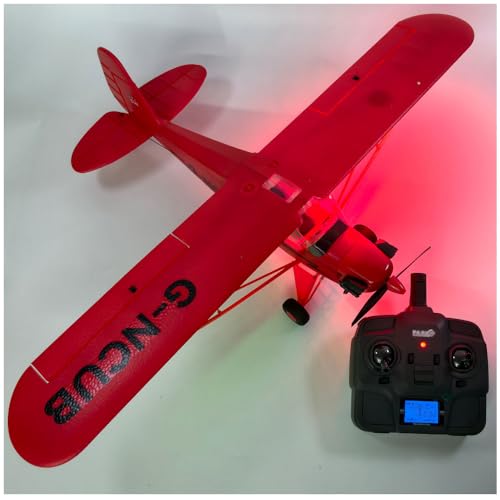 SAYZON J3 CUB RC Flugzeug 3D/6G 5CH Ferngesteuertes Flugzeug für Erwachsene 1406 Bürstenloser Motor Outdoor LED Starrflügel Stunt RC Segelflugzeug mit Austauschbaren Teilen (Beleuchtungs Version) von SAYZON