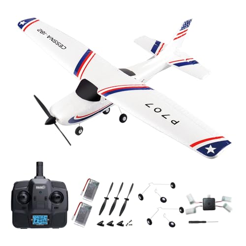 SAYZON P707 3CH RC-Flugzeug für Erwachsene, 3D6G Starrflügel RTF Funkferngesteuertes Flugzeug mit 2 Batterien, 720-Motor, Outdoor-RC-Flugzeugspielzeug für Anfänger (2BSL) von SAYZON