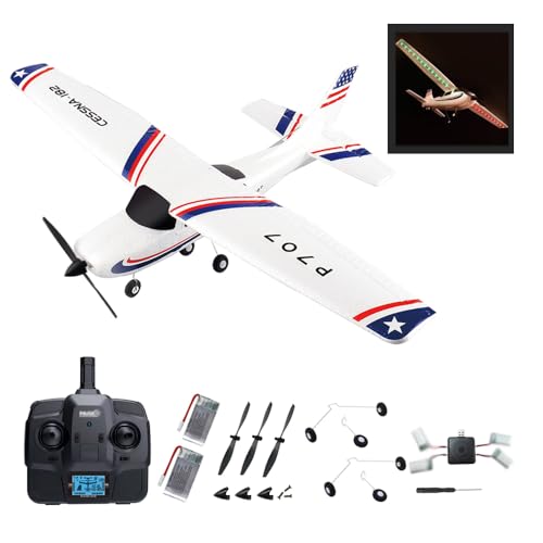 SAYZON P707 3CH RC-Flugzeug für Erwachsene, 3D6G Starrflügel RTF Funkferngesteuertes Flugzeug mit 2 Batterien, 720-Motor, Outdoor-RC-Flugzeugspielzeug für Anfänger (2BSL LED) von SAYZON