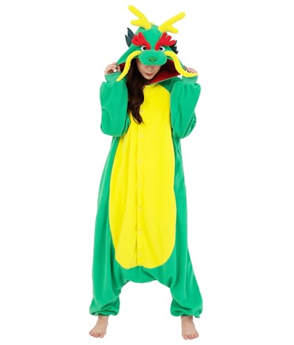 SAZAC Chinesischer Drache Kigurumi Kostüm - Einteiler aus flauschigem Fleece-Stoff Jumpsuit - Einheitsgröße M-L - Kostüm Karneval & Halloween SAZAC Chinesischer Drache Kigurumi Kostüm - Einteiler aus flauschigem Fleece-Stoff Jumpsuit - Einheitsgröße M-L - Kostüm Karneval & Halloween von SAZAC