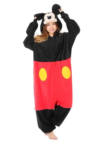 SAZAC Micky Maus Kigurumi Kostüm - Einteiler aus flauschigem Fleece-Stoff Jumpsuit - Einheitsgröße M-L - Kostüm Karneval & Halloween von SAZAC