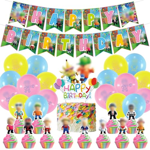 SBJJGQIS 32 Stücke Guys Geburtstag Deko, Guys Party Dekorationsset mit Banner, Luftballons, Cake Topper für Jungen Fans von SBJJGQIS
