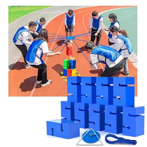 SBJKLYRN Team-Building-Requisiten， IEOWY Team Building Block Tower Games, Gruppenaktivitäten im Freien, lustige Wettkampfspiele, Förderung freundlicher Kommunikation(Blue,10PCS) von SBJKLYRN