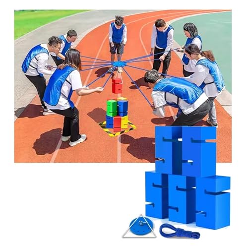 SBJKLYRN Team-Building-Requisiten， IEOWY Team Building Block Tower Games, Gruppenaktivitäten im Freien, lustige Wettkampfspiele, Förderung freundlicher Kommunikation(Blue,5PCS) von SBJKLYRN