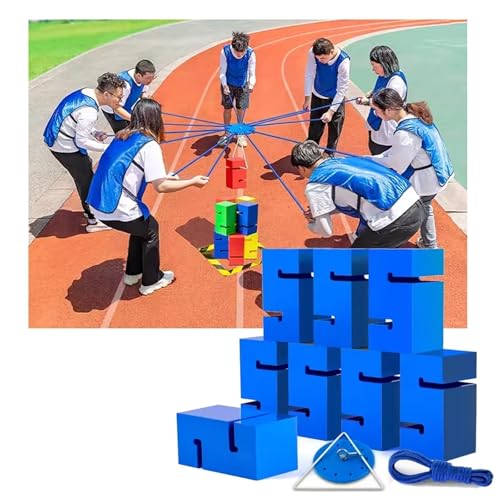 SBJKLYRN Team-Building-Requisiten， IEOWY Team Building Block Tower Games, Gruppenaktivitäten im Freien, lustige Wettkampfspiele, Förderung freundlicher Kommunikation(Blue,8PCS) von SBJKLYRN