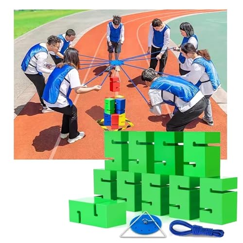 SBJKLYRN Team-Building-Requisiten， IEOWY Team Building Block Tower Games, Gruppenaktivitäten im Freien, lustige Wettkampfspiele, Förderung freundlicher Kommunikation(Green,10PCS) von SBJKLYRN