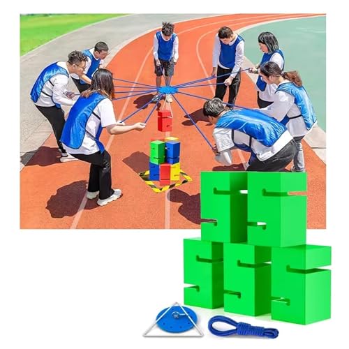 SBJKLYRN Team-Building-Requisiten， IEOWY Team Building Block Tower Games, Gruppenaktivitäten im Freien, lustige Wettkampfspiele, Förderung freundlicher Kommunikation(Green,5PCS) von SBJKLYRN