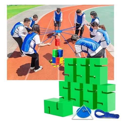 SBJKLYRN Team-Building-Requisiten， IEOWY Team Building Block Tower Games, Gruppenaktivitäten im Freien, lustige Wettkampfspiele, Förderung freundlicher Kommunikation(Green,8PCS) von SBJKLYRN