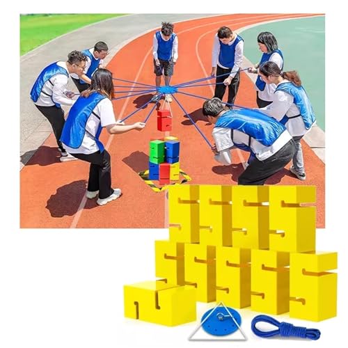 SBJKLYRN Team-Building-Requisiten， IEOWY Team Building Block Tower Games, Gruppenaktivitäten im Freien, lustige Wettkampfspiele, Förderung freundlicher Kommunikation(Yellow,10PCS) von SBJKLYRN