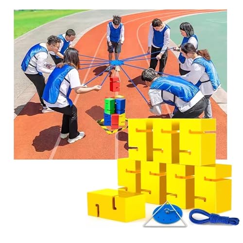 SBJKLYRN Team-Building-Requisiten， IEOWY Team Building Block Tower Games, Gruppenaktivitäten im Freien, lustige Wettkampfspiele, Förderung freundlicher Kommunikation(Yellow,8PCS) von SBJKLYRN