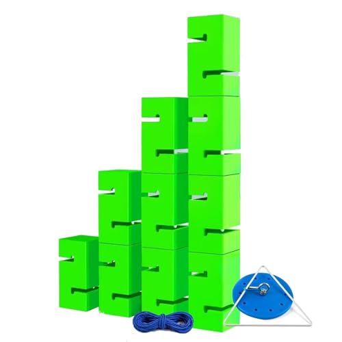 SBJKLYRN Team-Building-Requisiten， IEOWY Teambuilding-Spiel for Erwachsene, sofort aufbaubares Teambuilding-Turmspiel mit Blöcken, Field Day-Spielset for Schulen(Green,10PCS) von SBJKLYRN