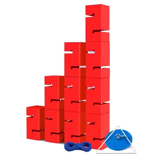 SBJKLYRN Team-Building-Requisiten， IEOWY Teambuilding-Spiel for Erwachsene, sofort aufbaubares Teambuilding-Turmspiel mit Blöcken, Field Day-Spielset for Schulen(Red,10PCS) von SBJKLYRN