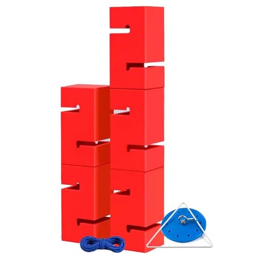 SBJKLYRN Team-Building-Requisiten， IEOWY Teambuilding-Spiel for Erwachsene, sofort aufbaubares Teambuilding-Turmspiel mit Blöcken, Field Day-Spielset for Schulen(Red,5PCS) von SBJKLYRN