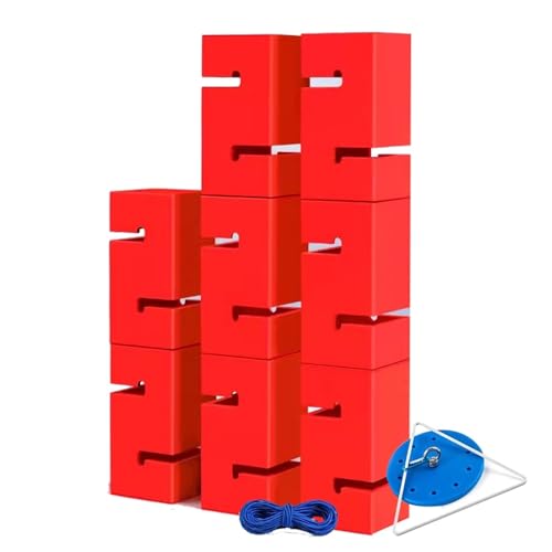 SBJKLYRN Team-Building-Requisiten， IEOWY Teambuilding-Spiel for Erwachsene, sofort aufbaubares Teambuilding-Turmspiel mit Blöcken, Field Day-Spielset for Schulen(Red,8PCS) von SBJKLYRN