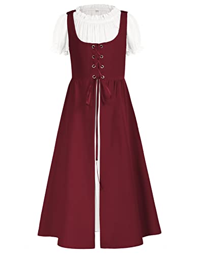 Mittelalterliches Renaissance-Prinzessin-Kostüm für Mädchen, zweiteiliges Set, 7-14 Jahre, rot, 7 Jahre Mittelalterliches Renaissance-Prinzessin-Kostüm für Mädchen, zweiteiliges Set, 7-14 Jahre, rot, 7 Jahre von SCARLET DARKNESS