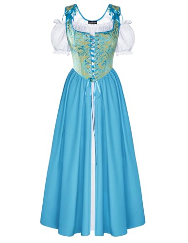 Renaissance-Kostüm für Damen, mittelalterliches Korsettkleid, Puffärmel, Feenkleid, Hellblau, Größe 38 Renaissance-Kostüm für Damen, mittelalterliches Korsettkleid, Puffärmel, Feenkleid, Hellblau, Größe 38 von SCARLET DARKNESS