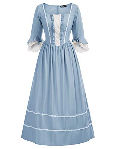 SCARLET DARKNESS Damen Pioneer Kolonial Kostüm Prärie Bürgerkrieg Kleider, Blau, L von SCARLET DARKNESS