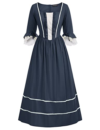 SCARLET DARKNESS Damen Pioneer Kolonial Kostüm Prärie Bürgerkrieg Kleider, Marineblau, Small SCARLET DARKNESS Damen Pioneer Kolonial Kostüm Prärie Bürgerkrieg Kleider, Marineblau, Small von SCARLET DARKNESS