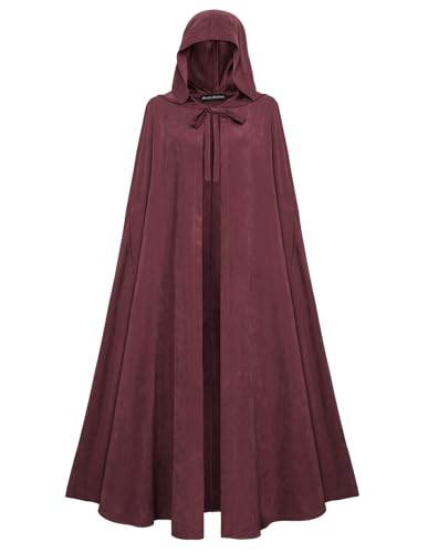 SCARLET DARKNESS Renaissance-Umhang mit Kapuze für Damen, Mittelalter-Umhang, Hobbit, Halloween-Kostüm, Wein, Einheitsgröße SCARLET DARKNESS Renaissance-Umhang mit Kapuze für Damen, Mittelalter-Umhang, Hobbit, Halloween-Kostüm, Wein, Einheitsgröße von SCARLET DARKNESS