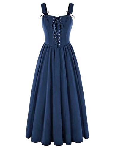 Scarlet Darkness Cottagecore Kleid zum Schnüren, Renaissance-Kleid, Damen, mittelalterliches Korsett, Fischgrätenmuster, langes Kostüm, Blau, Größe L Scarlet Darkness Cottagecore Kleid zum Schnüren, Renaissance-Kleid, Damen, mittelalterliches Korsett, Fischgrätenmuster, langes Kostüm, Blau, Größe L von SCARLET DARKNESS