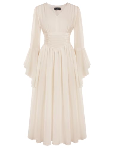 Scarlet Darkness Damen Renaissance Kostüm V Ausschnitt Glockenärmel Mittelalter Fairycore Kleid Beige XXL Scarlet Darkness Damen Renaissance Kostüm V Ausschnitt Glockenärmel Mittelalter Fairycore Kleid Beige XXL von SCARLET DARKNESS