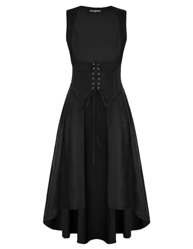 Scarlet Darkness Frauen Halloween Hexe Cosplay Overdress Mittelalter Renaissance Kleid Kostüm Schwarz M von SCARLET DARKNESS