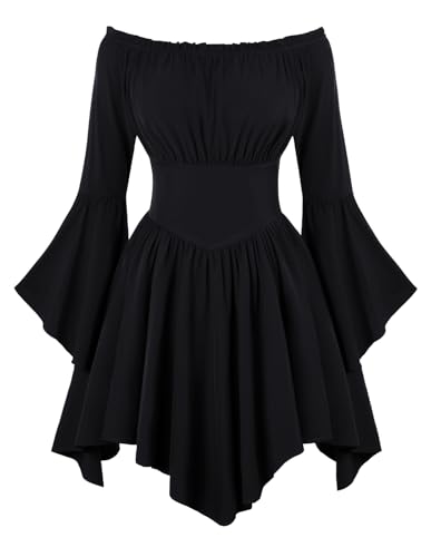 Scarlet Darkness Frauenkostüm Gothic-Hexe, Halloween, Cosplay, schulterfrei, Glockenärmel, Kleid, Schwarz, Größe M Scarlet Darkness Frauenkostüm Gothic-Hexe, Halloween, Cosplay, schulterfrei, Glockenärmel, Kleid, Schwarz, Größe M von SCARLET DARKNESS
